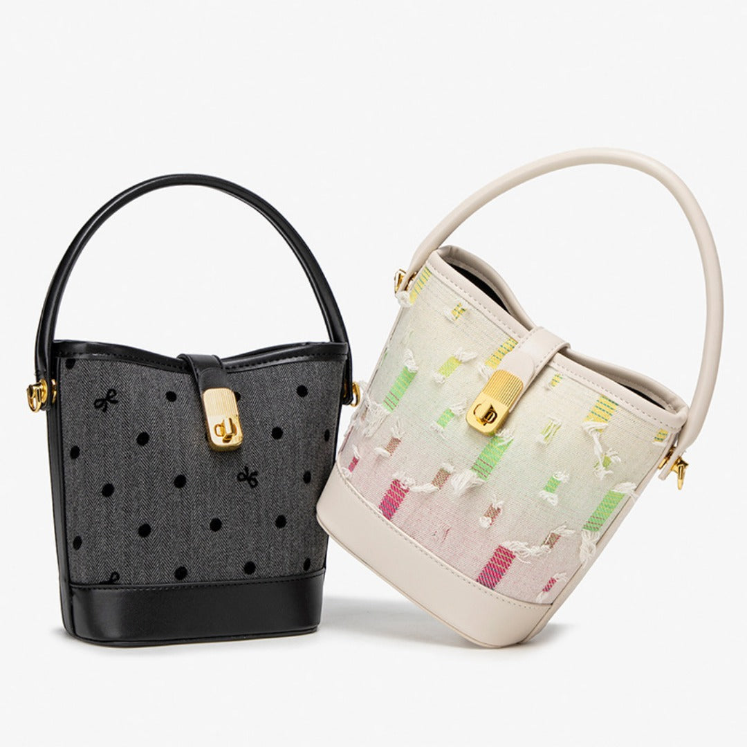 Fashion casual bucket bag, simple handbag, small tote bag, versatile commuter shoulder Crossbody bag - -