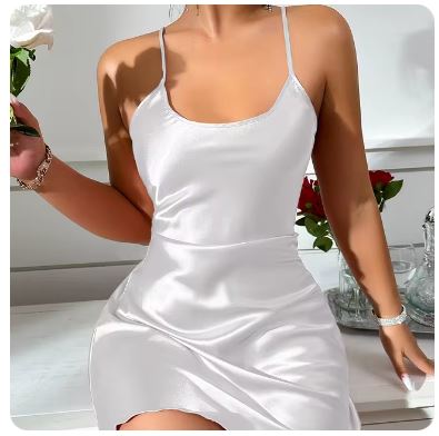 Womens Nightwear Silk Nightgown - White Small - nightgown