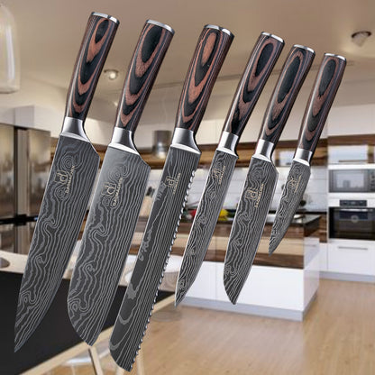 Damascus Elite Chef Knives - 6pcs set n a - knives