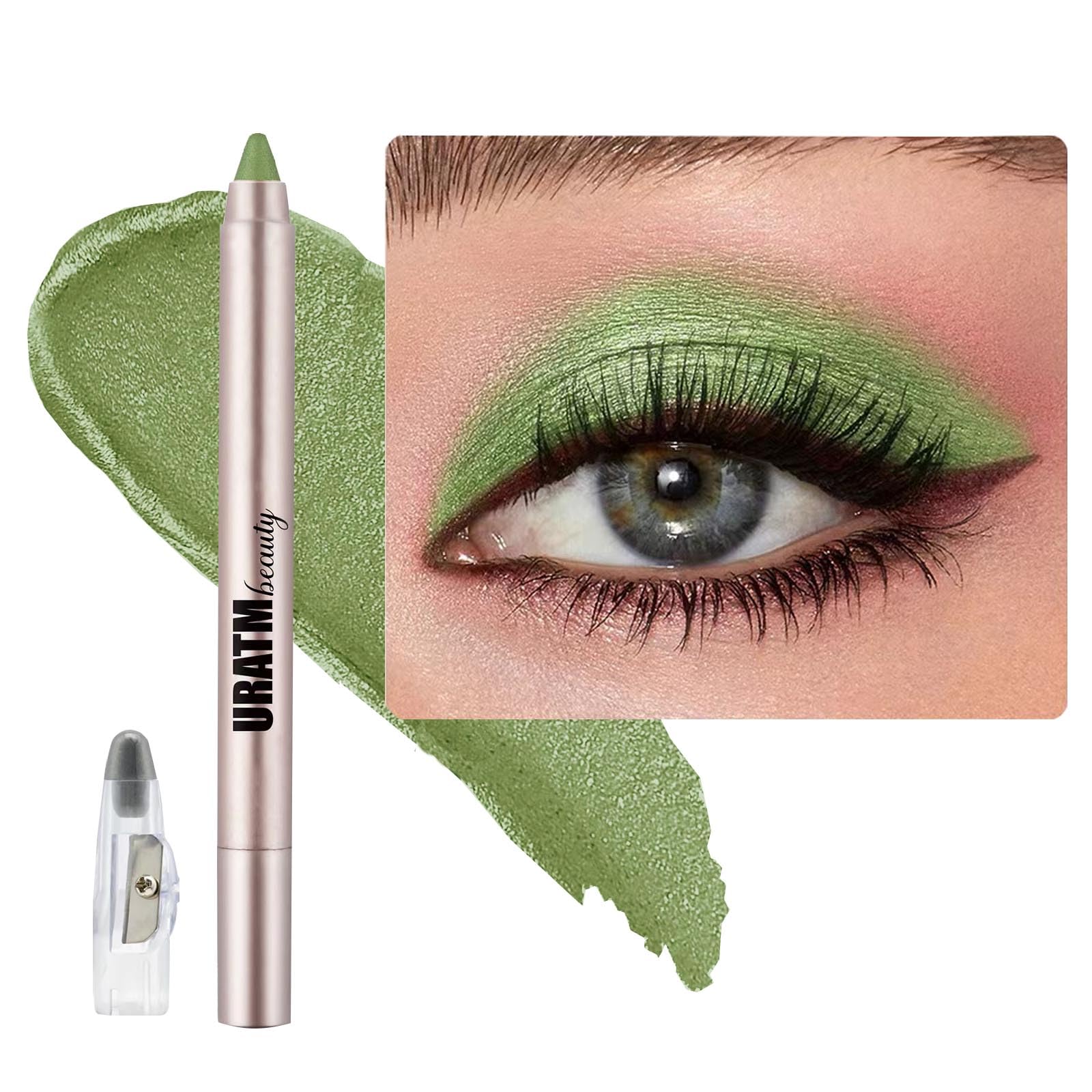 Bright Green Eyeshadow Stick Blendable Creamy Eyeshadow Eye Brightener Stick Waterproof Eyeshadow Pencil Long Lasting Smooth Shimmer Eye Shadow Highlighter Eye Liner.#B04 bright greenh shimmer- Kia Day Design- {{Product type}}