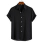 Breathable Soft Summer Casual Short Sleeve Button Up Shirt Men Black