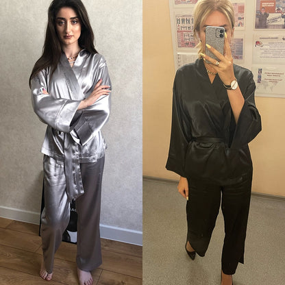 2 Piece Set Satin Sleepwear - - sleepwear