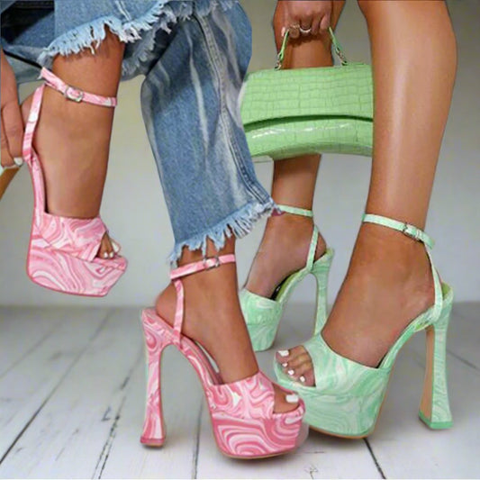 Ladies Marble Toe Heels