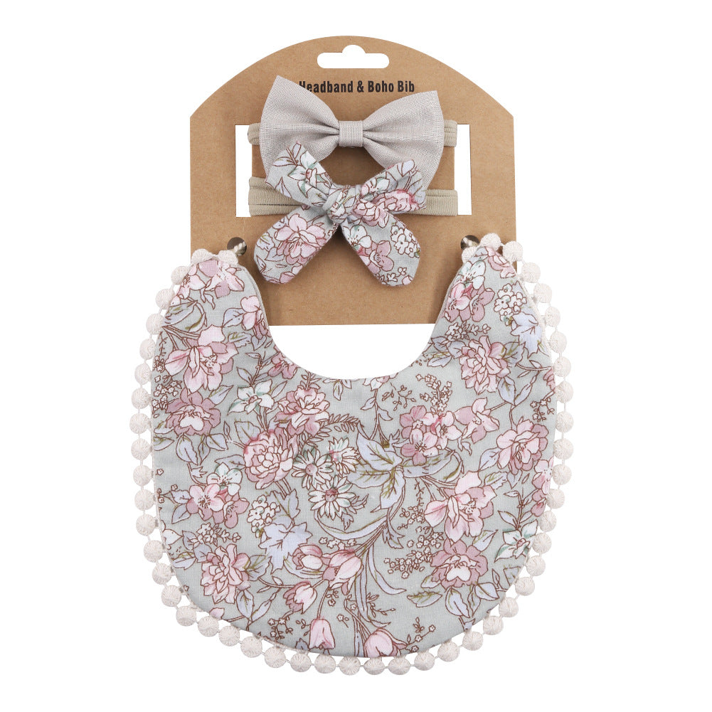 Floral Baby Bib & Headband Combo - DP021 13 - bib set