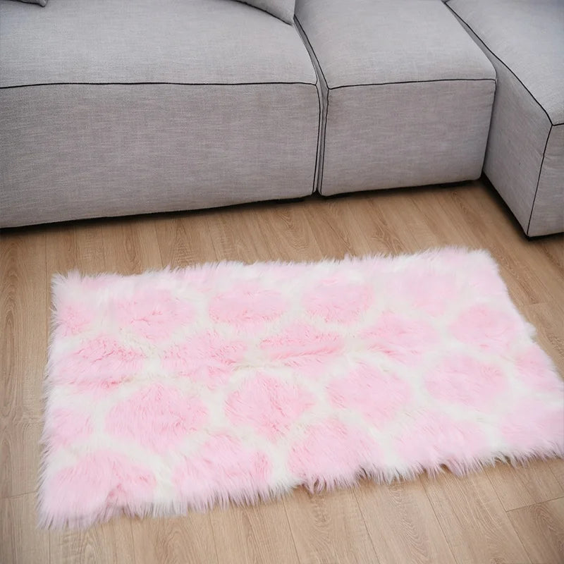 Faux Fur Rugs Modern Area Fluffy Rugs Geometric Living Room Carpets