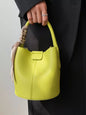 Leather Bucket Crossbody Bag - Green One Size -