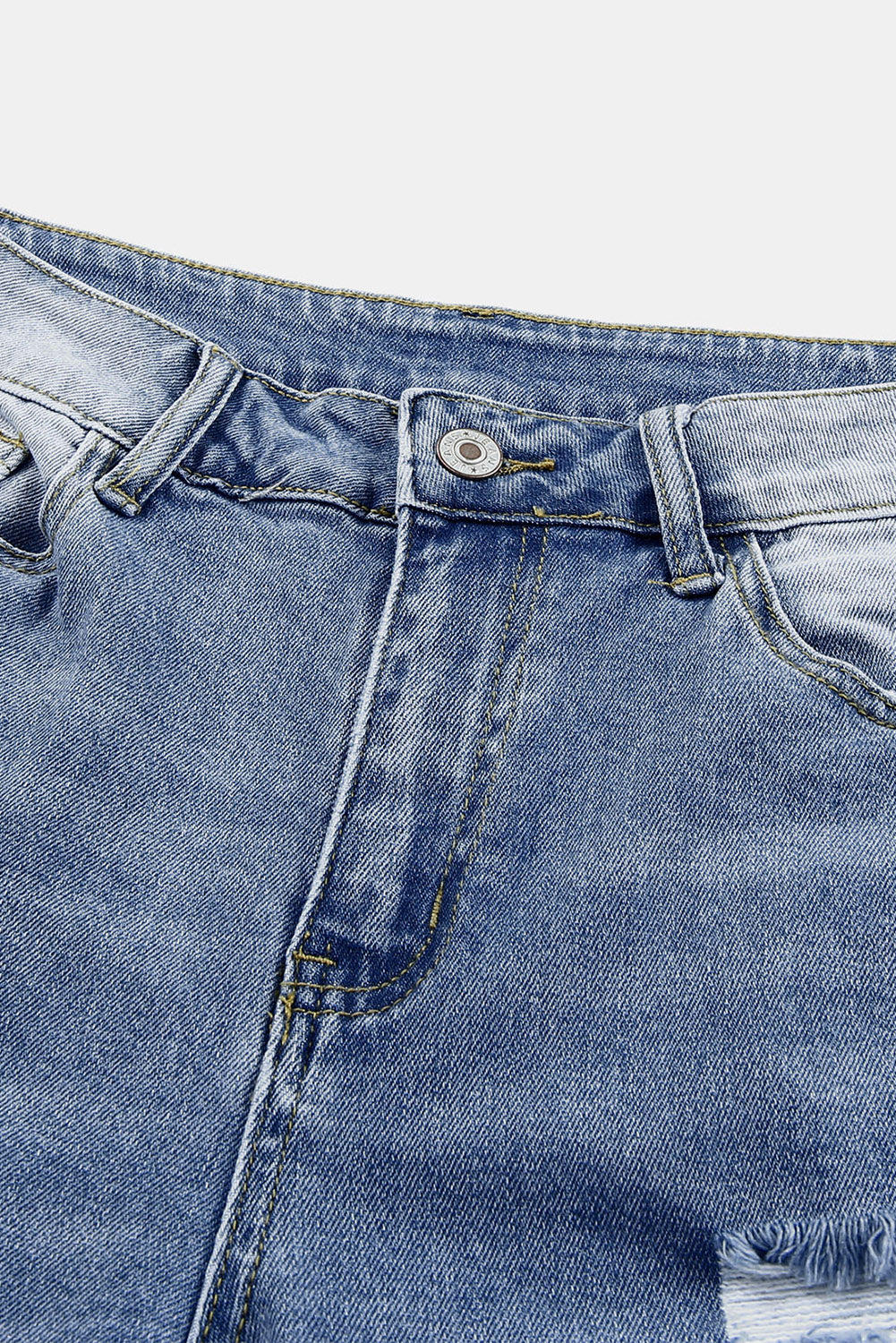 Georgia Skinny Distressed Capri Jeans- Threaded Pear- {{Product type}}