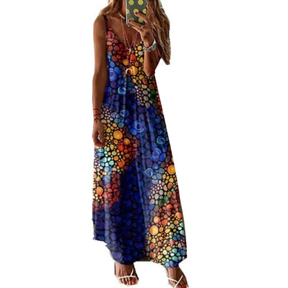 Women Boho Vintage Maxi Dress - - dress