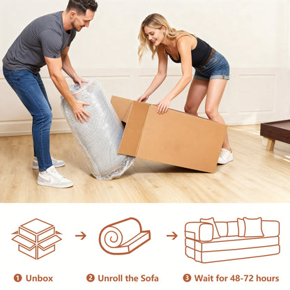 Sofa Bed Convertible 5-in-1 Corduroy Red Floor Steel Frame 74.8 In- NIKKI CASA- {{Product type}}