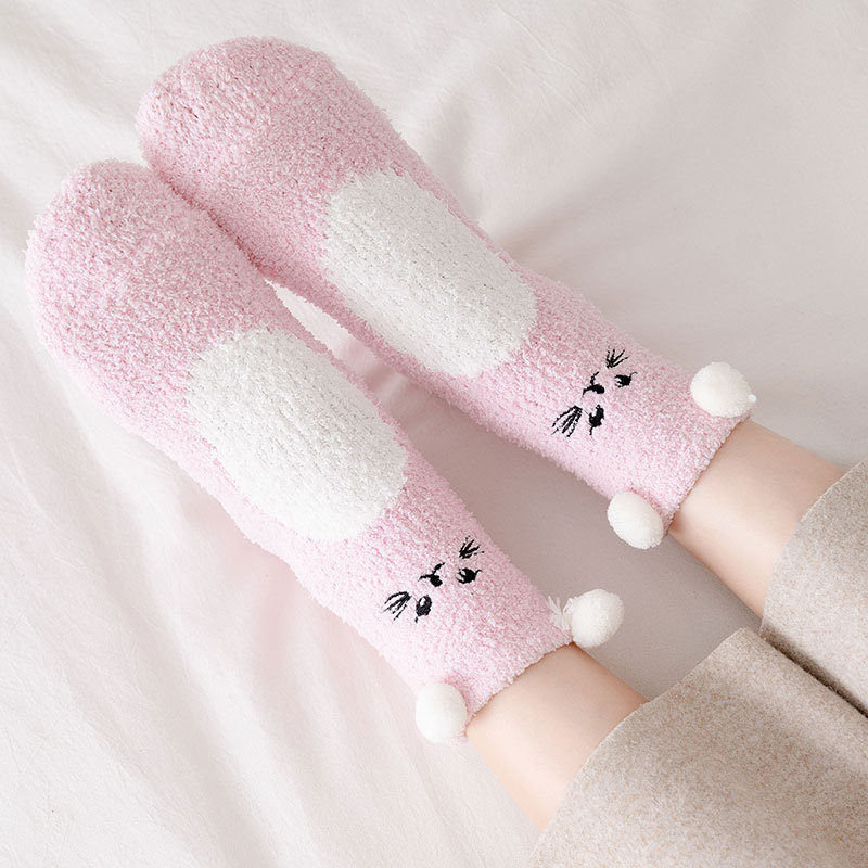 Cartoon Coral Fleece Warm Socks - - socks
