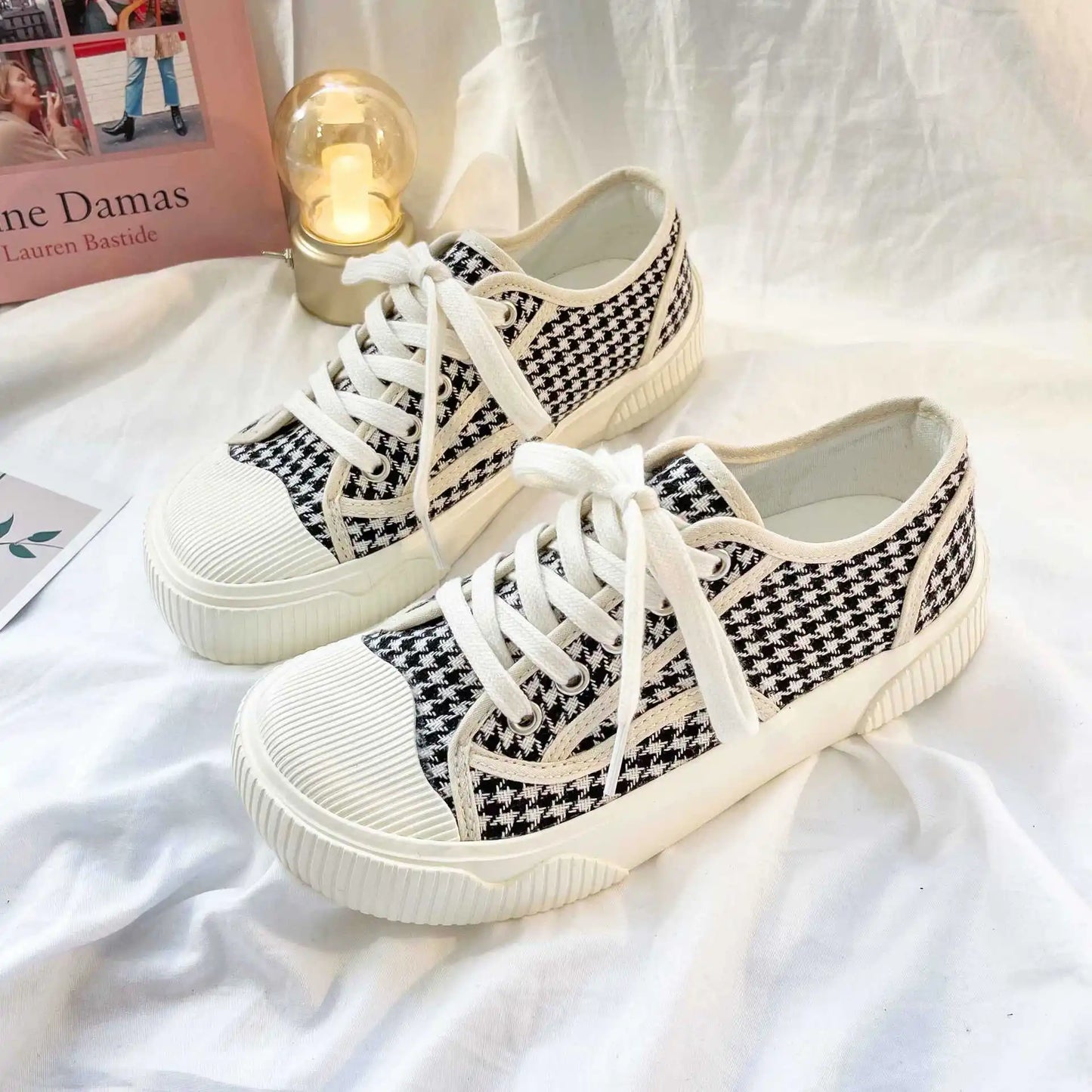 Cookie Canvas Shoes Female Check Cloth Shoes