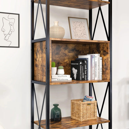 BESTIER Metal Frame Industrial Vintage 5-Tier Shelf