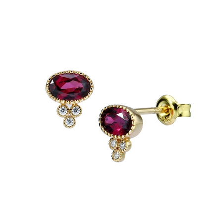 Vintage Style 925 Sterling Silver Garnet Blue Topaz Earrings - - earrings