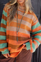 Striped Rainbow Long Sleeve Sweater - Multicolor -