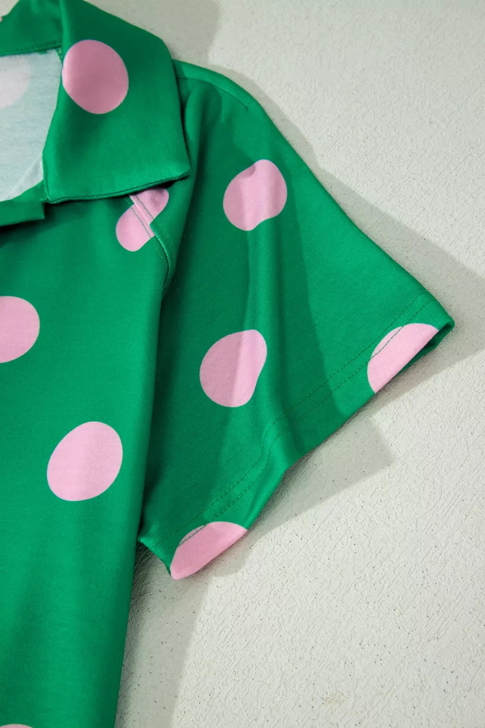 Polka Dot Print V Neck Tee Short Set- Shopimist- {{Product type}}