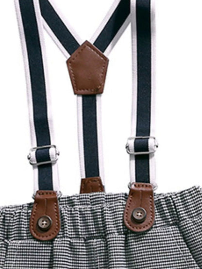 Children's Button Up Shirt and Overall Set - -