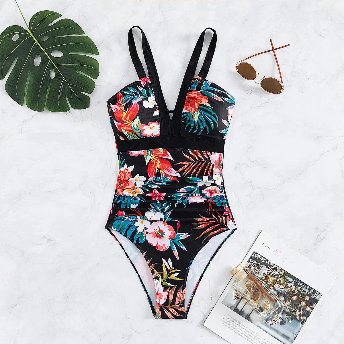 Floral Design Swimwear Women One-Piece Swimsuit