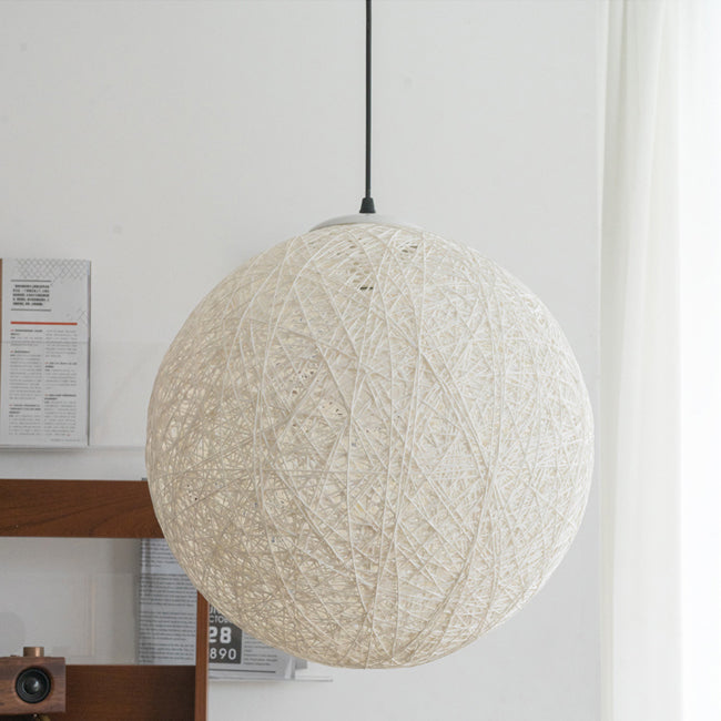 Modern White Rattan Bamboo Ball Ceiling Hanging Light