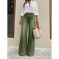 Vintage Washed High Waist Wide Leg Jeans - Green - Jeans