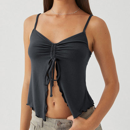 Sweetheart Spice Retro Bow Pleated Halter Top for Ladies - GRAY L - Women's Fashion - Women's Clothing - Tops & Tees - Tank Tops