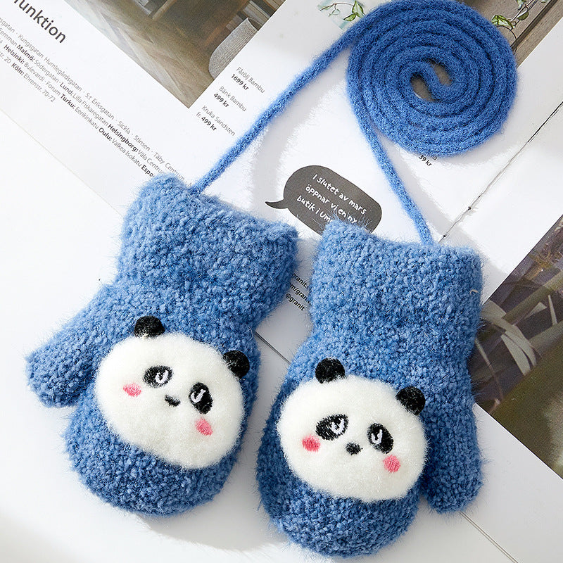 Cute Cartoon Baby Winter Mittens - Blue Free Size - mittens