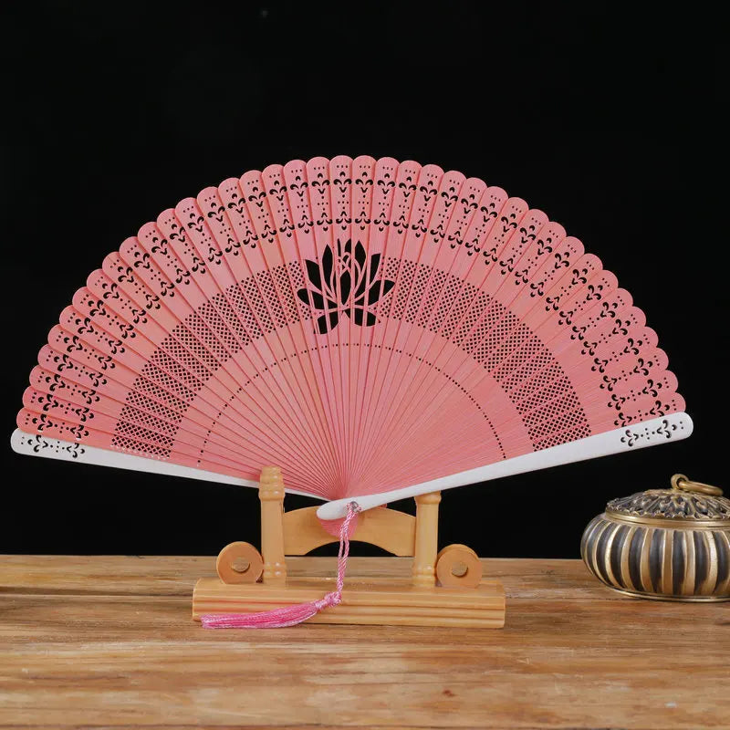 New Chinese Super Fairy Lotus Small Fan Hanfu Qipao Women's Hollow Fan Wedding Photography Props Folding Fan - PK - Fans
