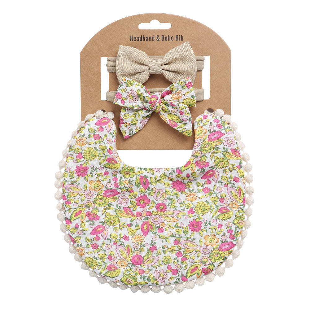 Floral Baby Bib & Headband Combo - DP021 10 - bib set