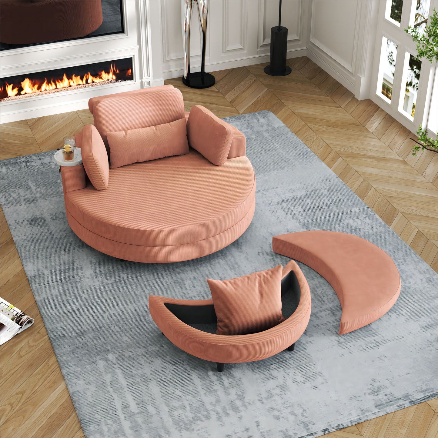 Sofa With Two Throw Pillows And A Waist Pillow With An Extra Tray For Comfortable Seating In Small Apartment Bedrooms- Unique Piece Furniture- {{Product type}}