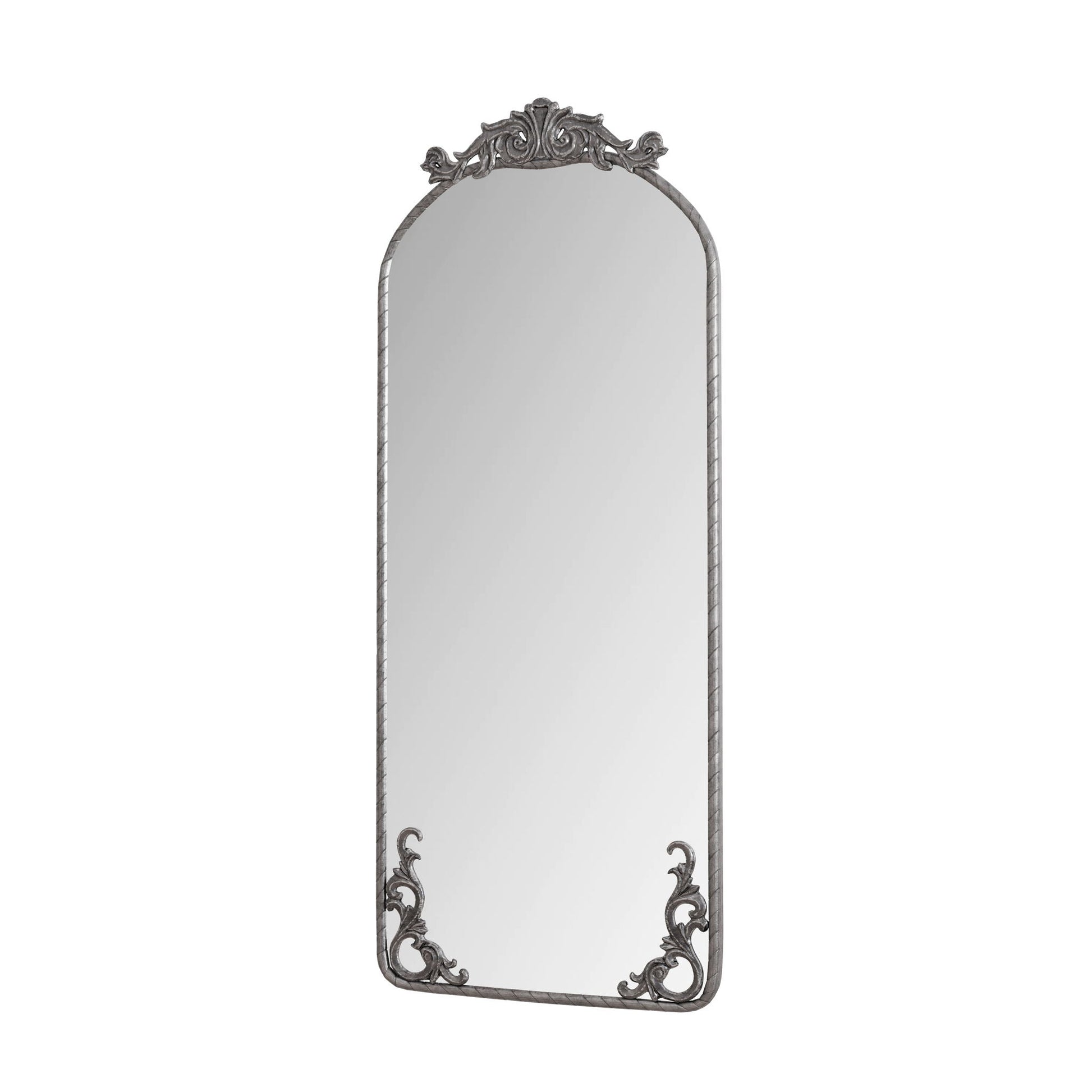 Full Body Arched Mirror With Vintage Carved Applique - - Wall Mirrors