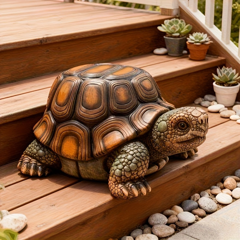 18" Garden Turtle Statue Stool - Multi-Purpose Decorative Resin Sculpture - - Garden Sculptures