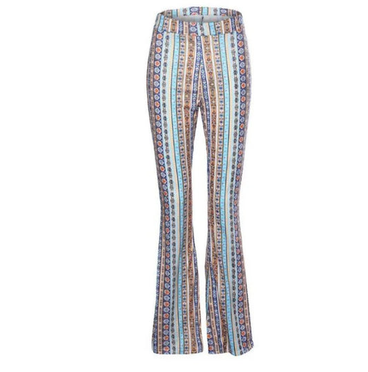 Women Bell Bottoms Pants Striped Flare Pants