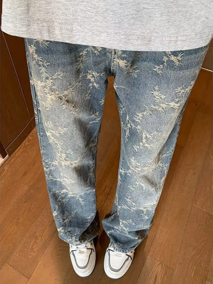 Men's Plus Size Wide Leg Jeans - -