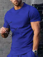 Men's Plus Size Solid Color Casual T-Shirt - Sapphire Blue -