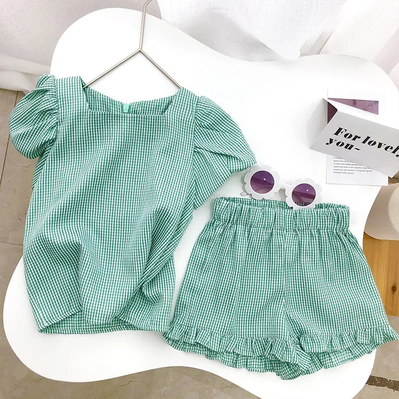 Girls Ruffled Spaghetti Top and Shorts Sets