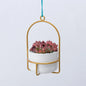 Mini Hanging Planters for Window 3.9" Ceramic Plant Pot With Metal Hangers