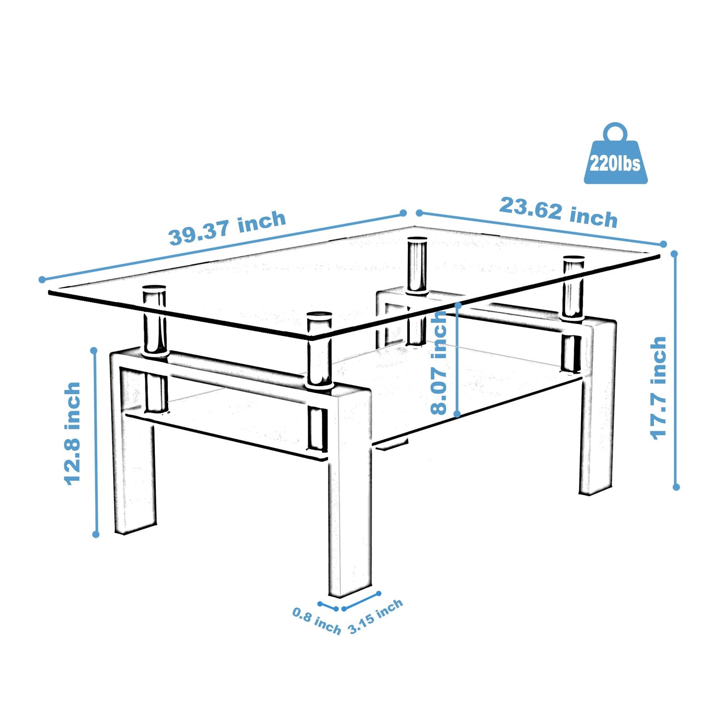 Rectangle Coffee Table, Modern Side Center Tables For Furniture- Unique Piece Furniture- {{Product type}}