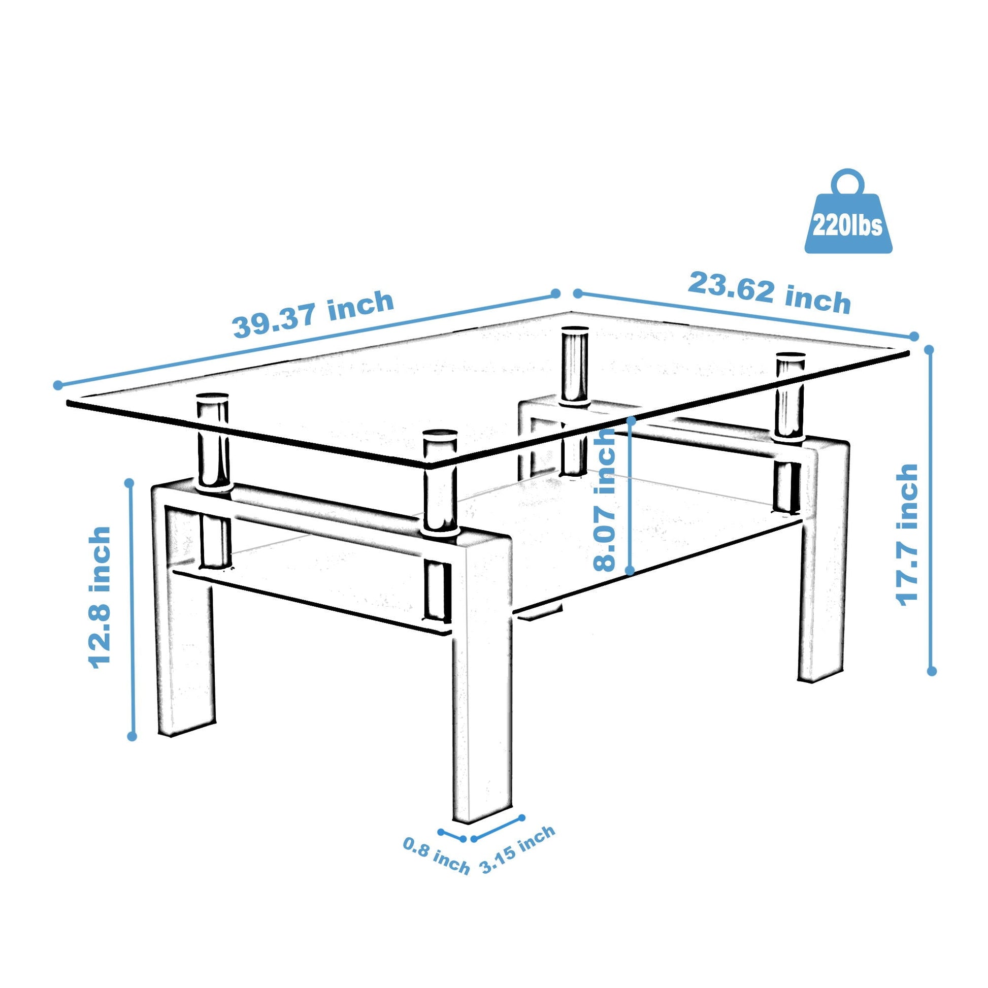 Rectangle Coffee Table, Modern Side Center Tables For Furniture- Unique Piece Furniture- {{Product type}}