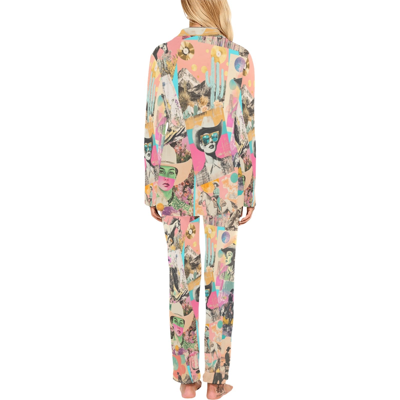 Baha Ranch Retro Pop Western Collage Pajama Set - - Pajamas Set's