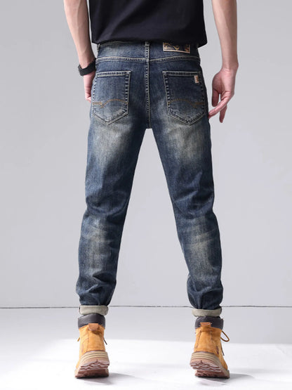 Men's Washed Straight Leg Jeans - -