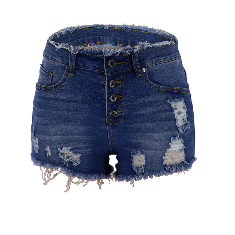 Fringe Womens Shorts with Buttons - Dark Blue M - shorts