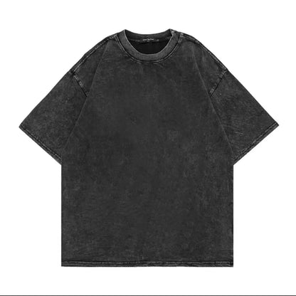 230GSM Unshrinkable Qualified Cotton Vintage Acid Wash T Shirt Black