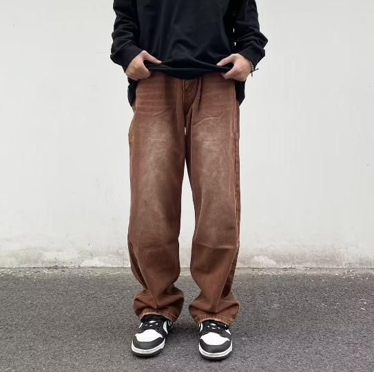 Retro Washed-Out Jeans - - jeans