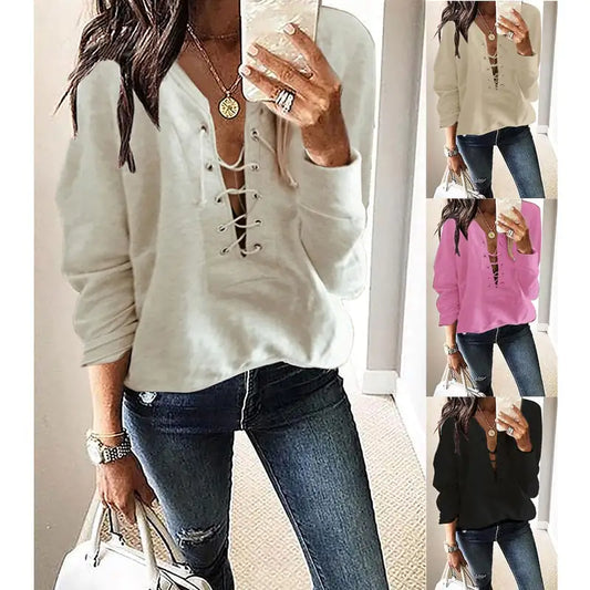 Casual Women's Sweatshirt - Beige - Women's Fashion - Women's Clothing - Sweaters