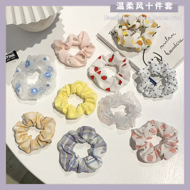 Velvet Solid Color Hair Scrunchies Set