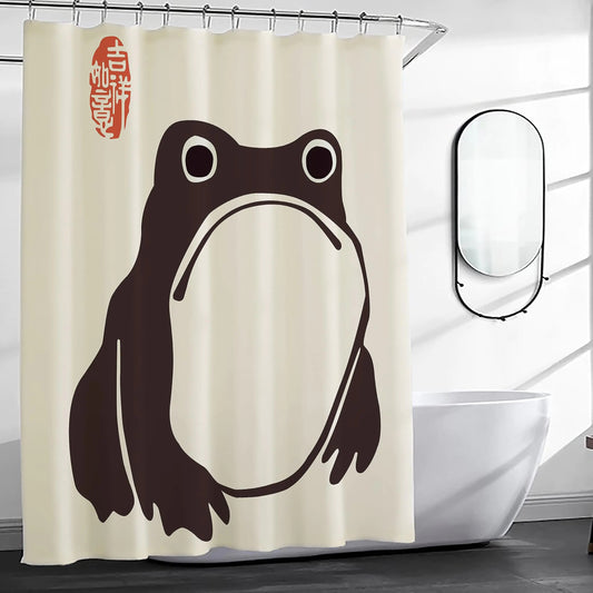 De-Mediocre Unimpressed Frog Shower Curtain Extra Long Ink Cute Funny Asian Style Traditional Japanese 72x84inch Art Bath Curtain Waterproof and Fabric Curtain for Bathroom Kia Day Design