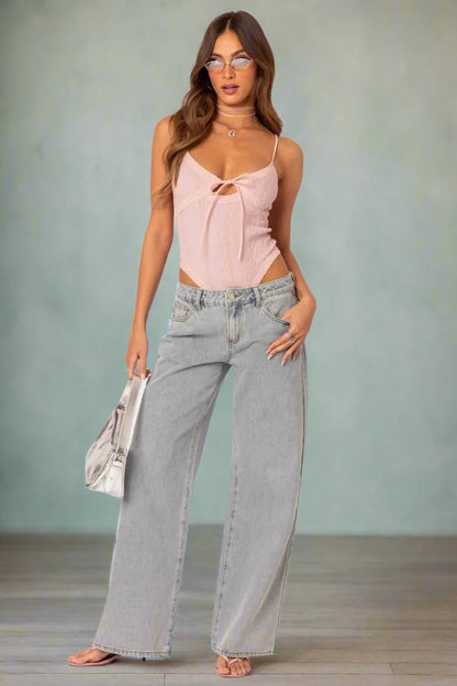 Bow Tie Jeans Gray