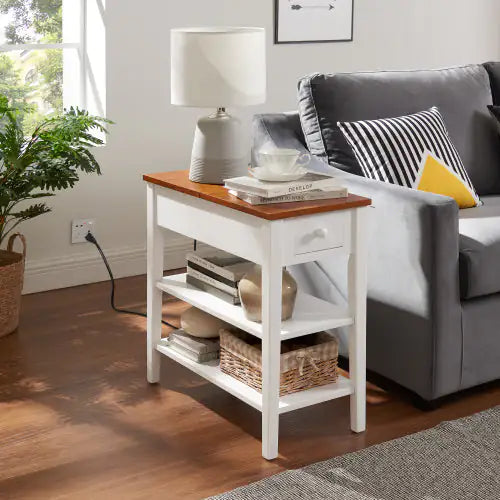 White 2-Tone Coffee Table with USB Charging Port - Kia Day Design