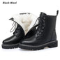 Genuine Leather Womens Chunky Heel Ankle Boots - Black wool 41 - boots