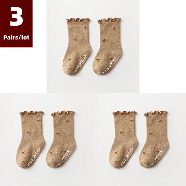 3 Pairs of Anti-Slip Childrens Socks - Kia Day Design