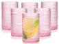 Set of 6 Pink Hobnail 12 oz Drinking Glasses - Pink 12oz - drinkware